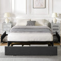 Full Size Upholstered Platform Bed Frame with 3 Storage Drawers T2621