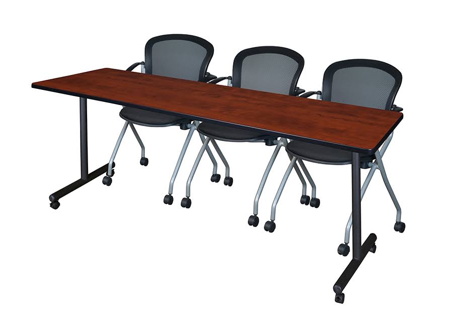 Maple Mobile Training Table with 2 Black Cadence Chairs U93470