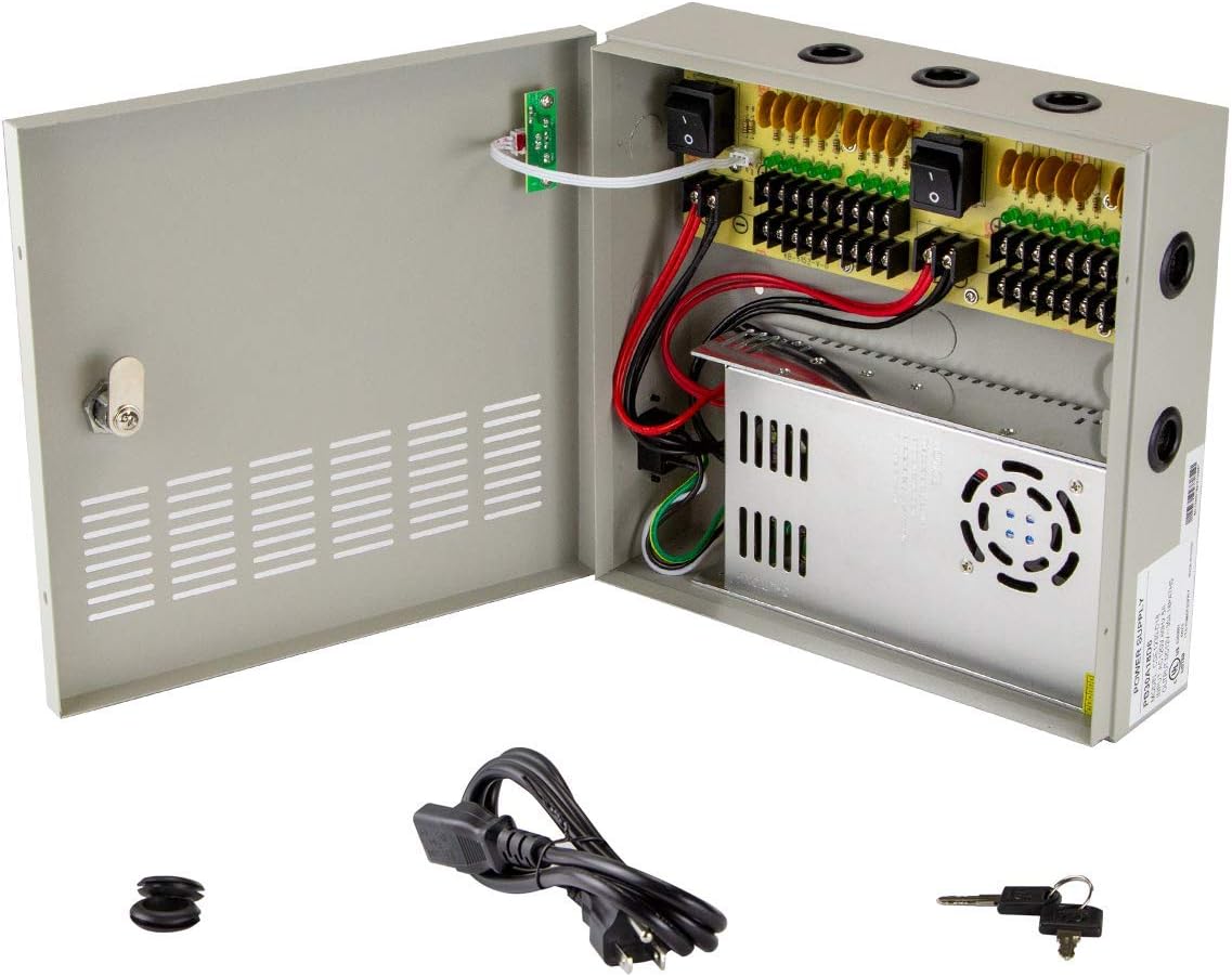 18 Outputs 30 Amp 12V DC PTC CCTV Power Supply Box, Pack of 2 R528511