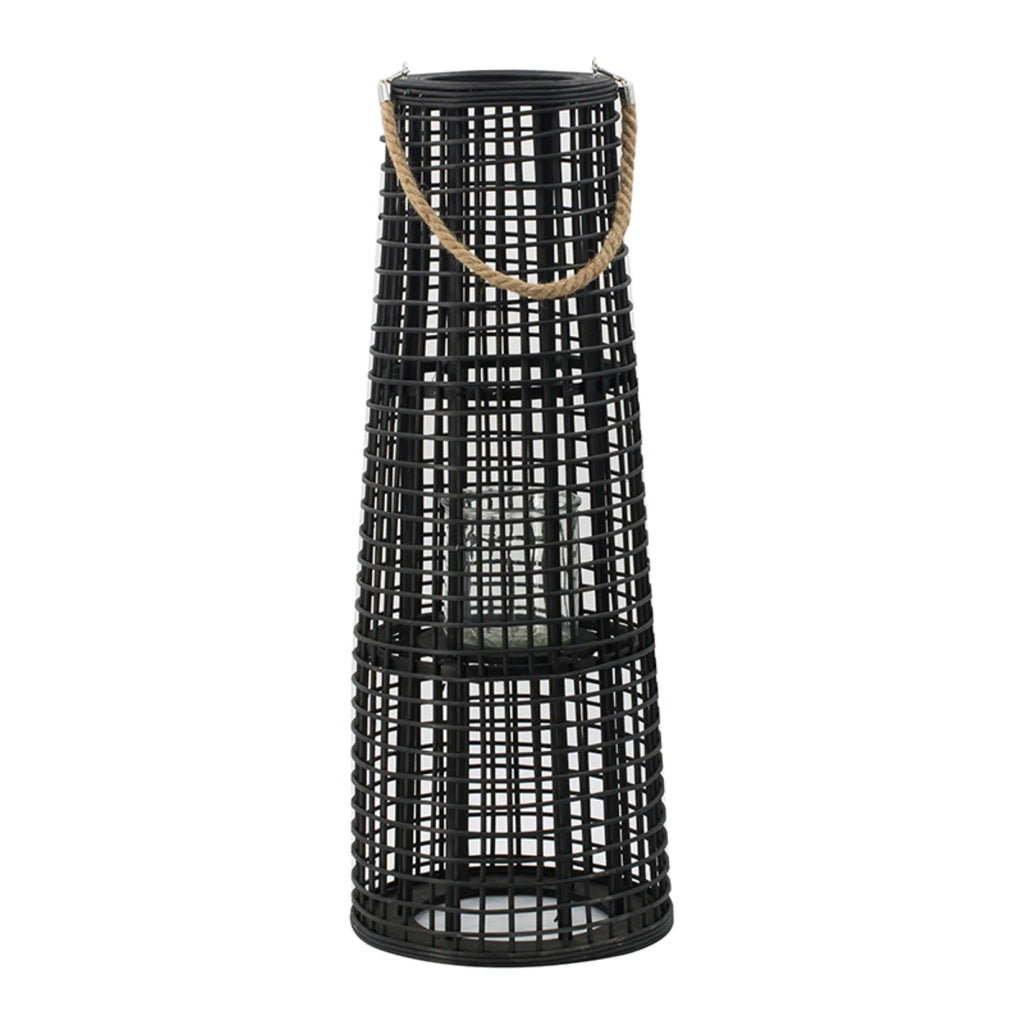 Black Tapered Candle Lantern with Handle O4593