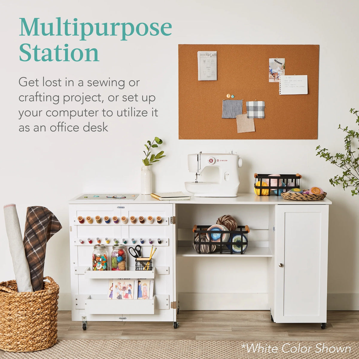 Large Brown Folding Sewing Table with Storage B69978