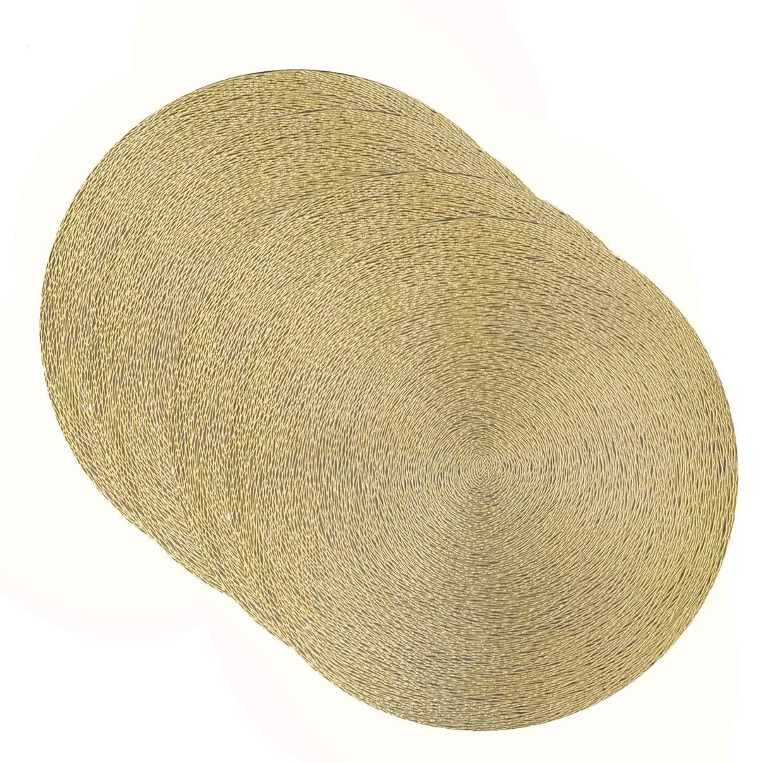 Gold 15" x 15" Round Placemat Set of 4 Z6673