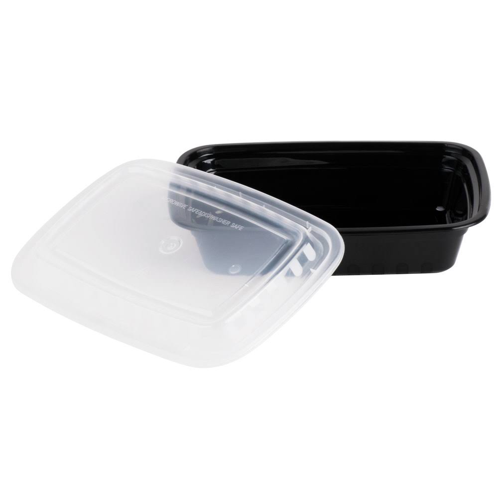 24 oz Black Microwavable Food Container with Lid F842871