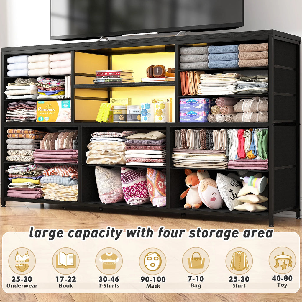 White 12 Drawer Fabric Dresser P716844