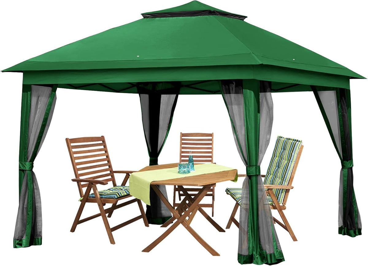 11x11 Grey Outdoor Pop up Gazebo with Mosquito Netting U650