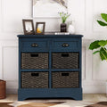 White Storage Cabinet with 2 Drawers and 4 Fabric Baskets J7063