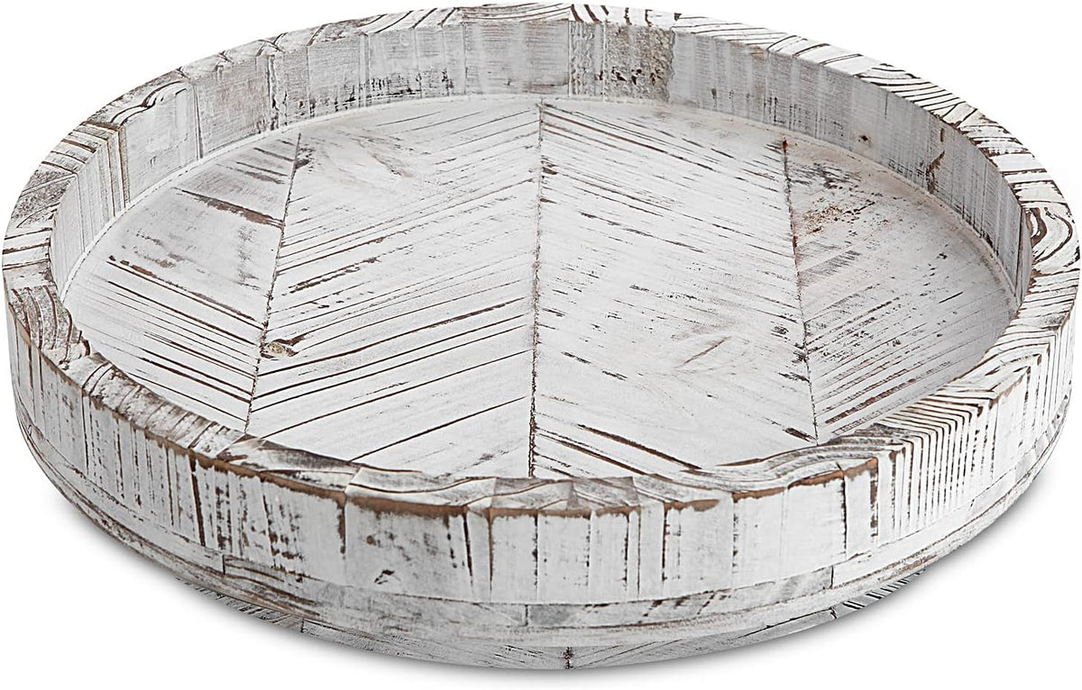White Round Wood Lazy Susan 12 Inch B8368