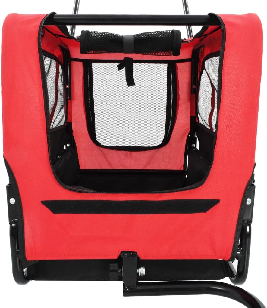 Red and Black Folding Dog Bike Trailer and Jogging Stroller T955637