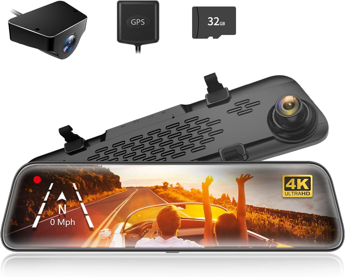 12" 4K Mirror Dash Cam Backup Camera with Front and Rear View Dual Cameras X9263