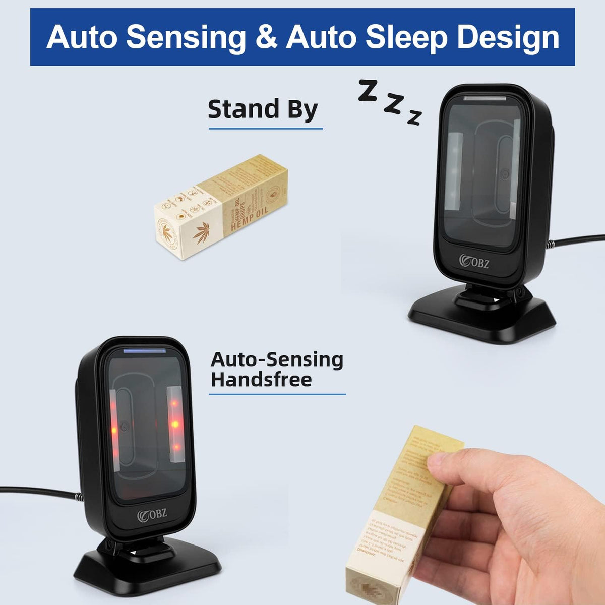 Desktop Barcode Scanner, Omnidirectional Hands-Free USB Wired Barcode Reader S81262