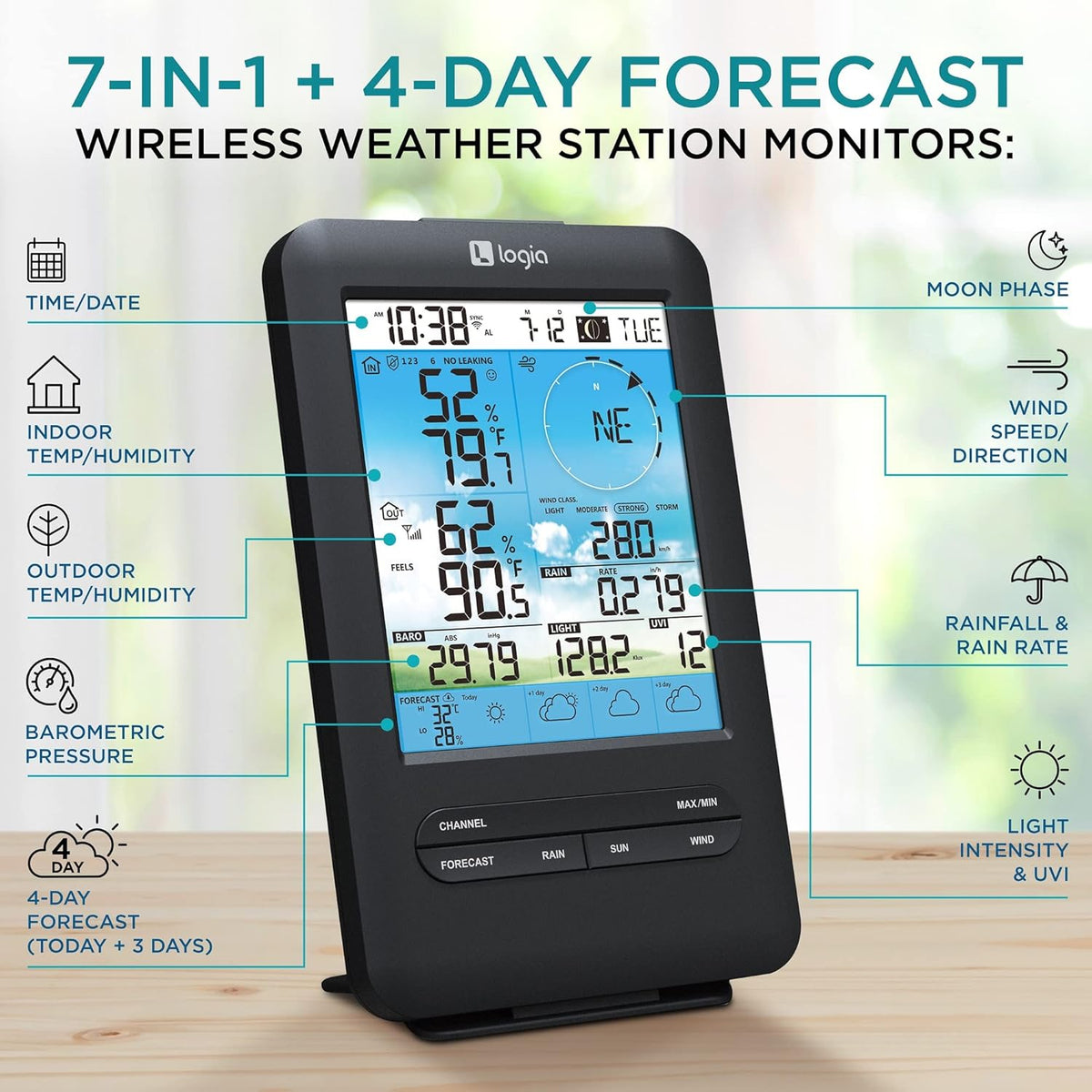 7-in-1 Wireless Weather Station with Color Display H87770