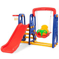 Toddler Long Slide Set, 3-in-1 Large Climber Playset with Basketball Hoop, Stairs, Thickened Panel, Playground Swing R7977