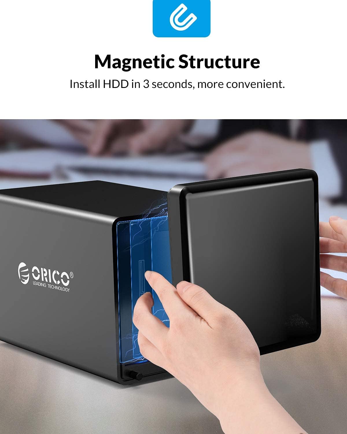 4Bay Magnetic Aluminum Type C to SATA Hard Drive Enclosure K26382