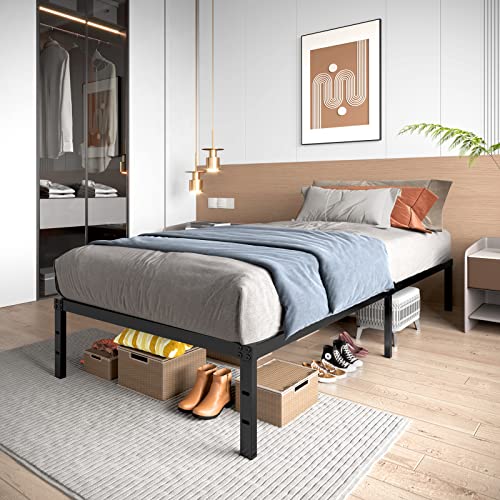 Twin Size Heavy Duty Metal Platform Bed Frame with Storage Space, 14 Inches O395