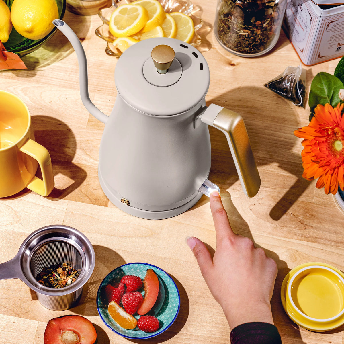 1-Liter Electric Gooseneck Kettle 1200 W Porcini Taupe Z492