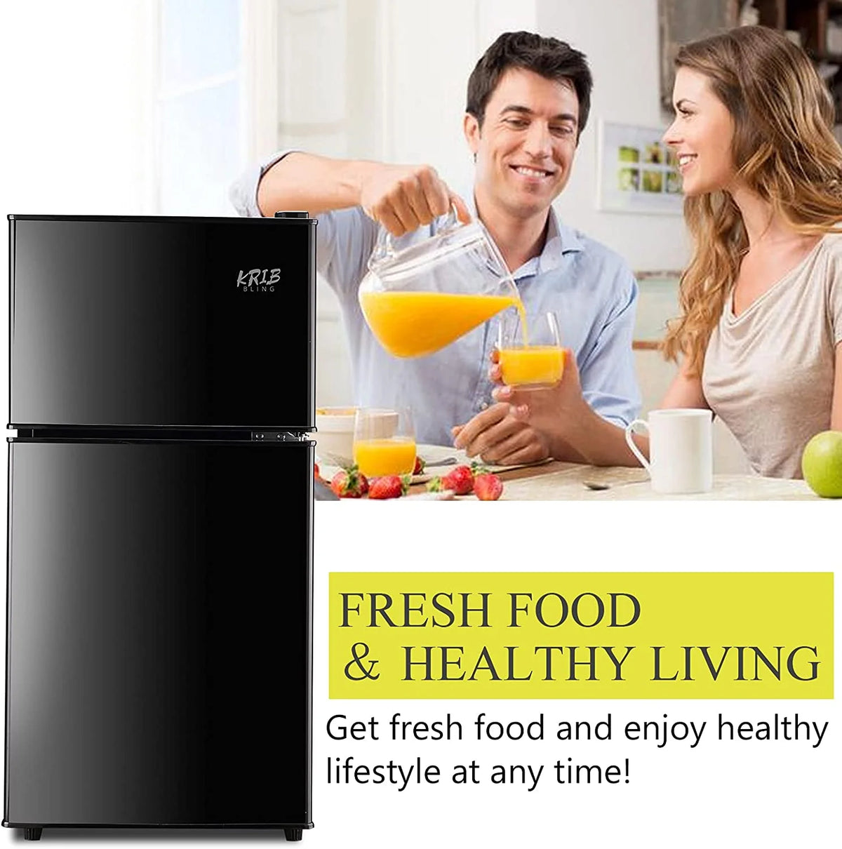 Black 3.2 Cu ft Two Door Mini Fridge with Freezer X26762