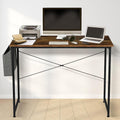 Brown 47 Inch Wooden Writing Desk with Storage Bag J7287