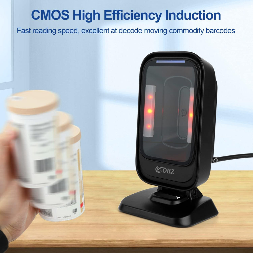 Desktop Barcode Scanner, Omnidirectional Hands-Free USB Wired Barcode Reader S81262