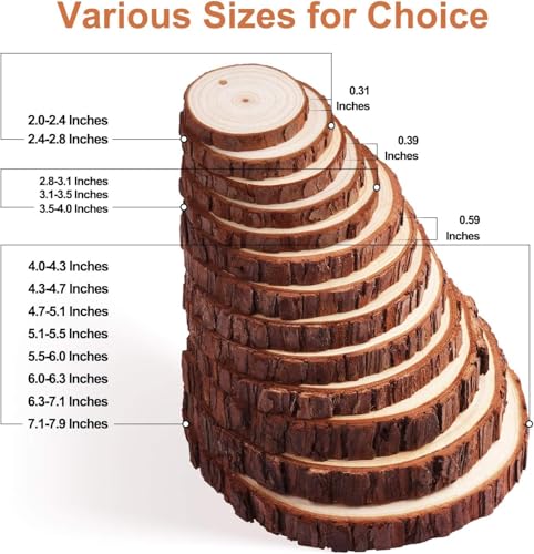 30 Pcs 2.4-2.8 Inches Natural Wood Slices C607713