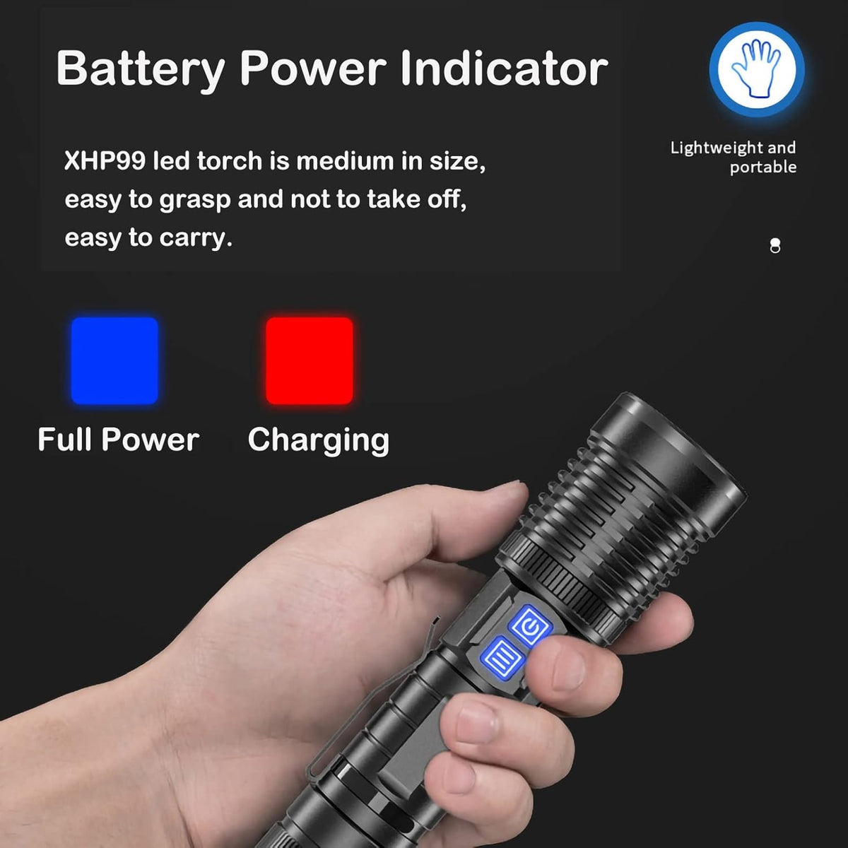 30000 Lumens Rechargeable LED Flashlight E3394