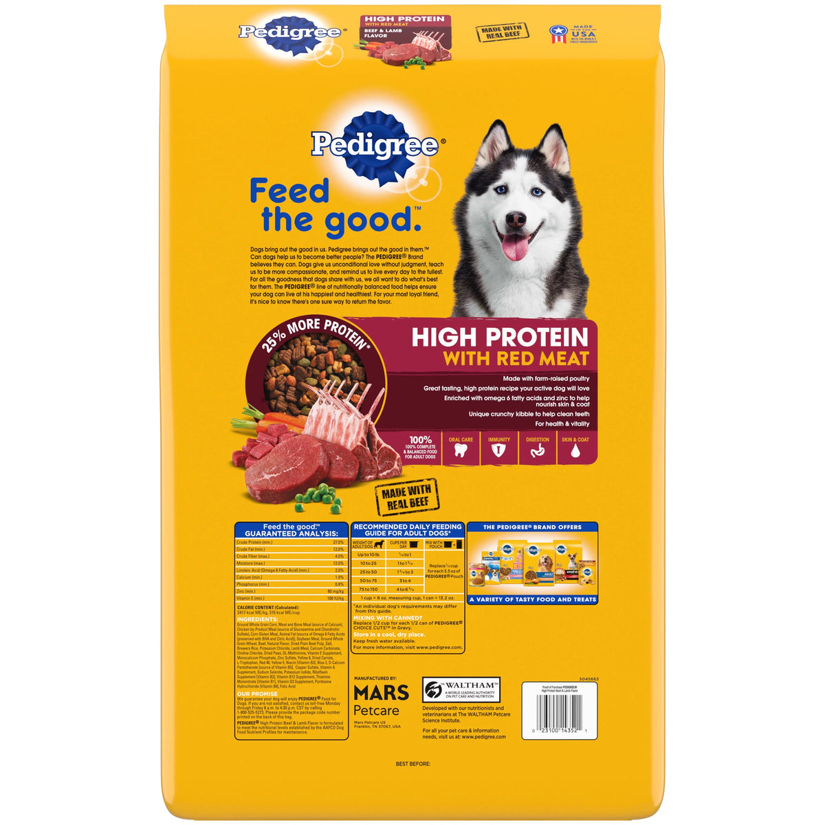 16 lb. Bag High Protein Dry Dog Food Beef and Lamb Flavor Kibble V9125