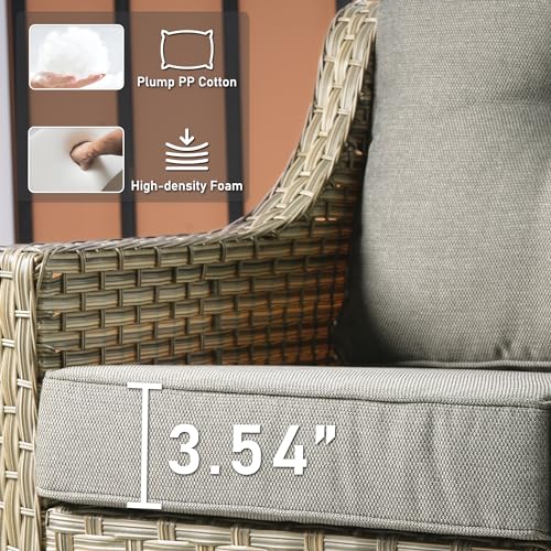 6 Piece Outdoor Wicker Patio Furniture Set with Fire Pit Table (Red) U981014
