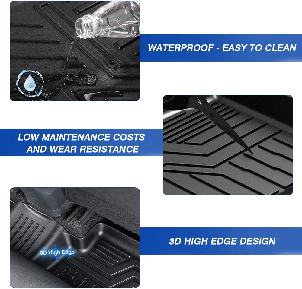 3D TPE All Weather Floor Mats 2 Row Black Liner Set J30657