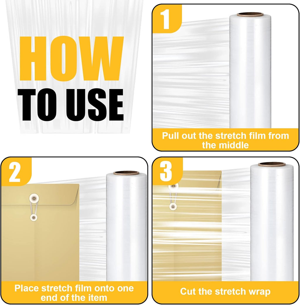 16.5 Inch x 2000 ft 65 Gauges Clear Cling Film PE Shrink Wrap K4030