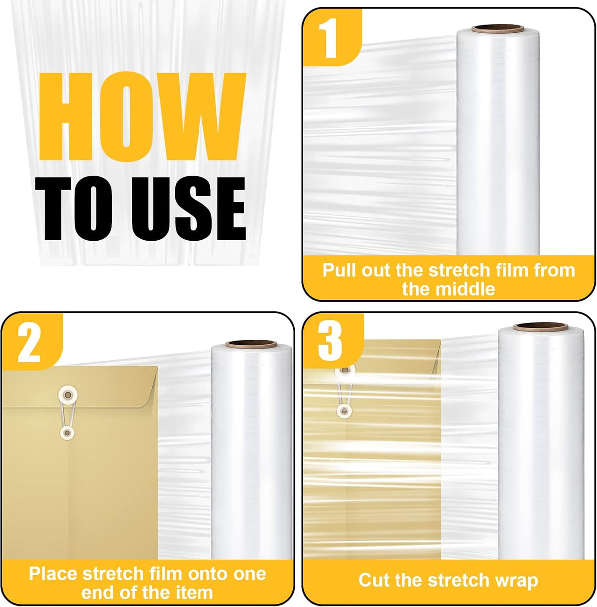 16.5 Inch x 2000 ft 65 Gauges Clear Cling Film PE Shrink Wrap K4030