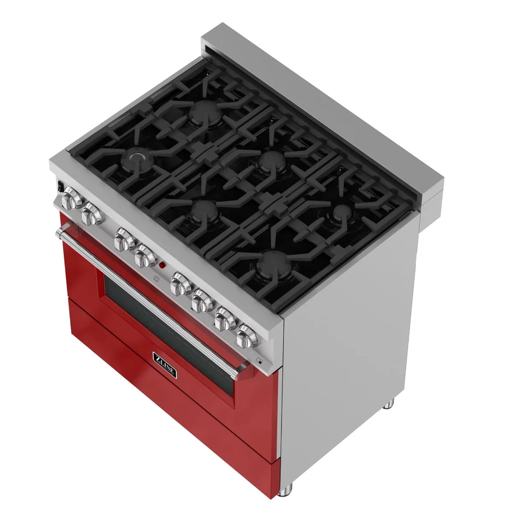 36 in. Dual Fuel Range with Red Gloss Door Q15421