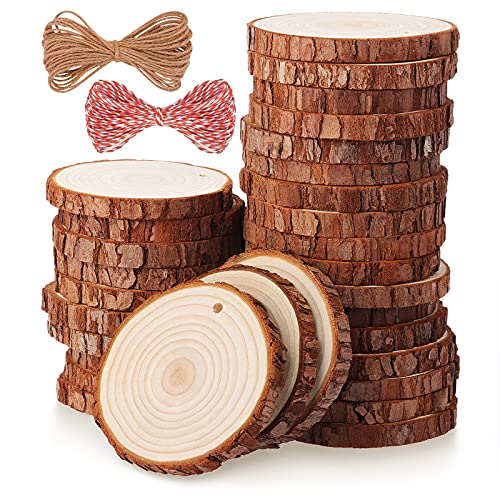 30 Pcs 2.4-2.8 Inches Natural Wood Slices C607713