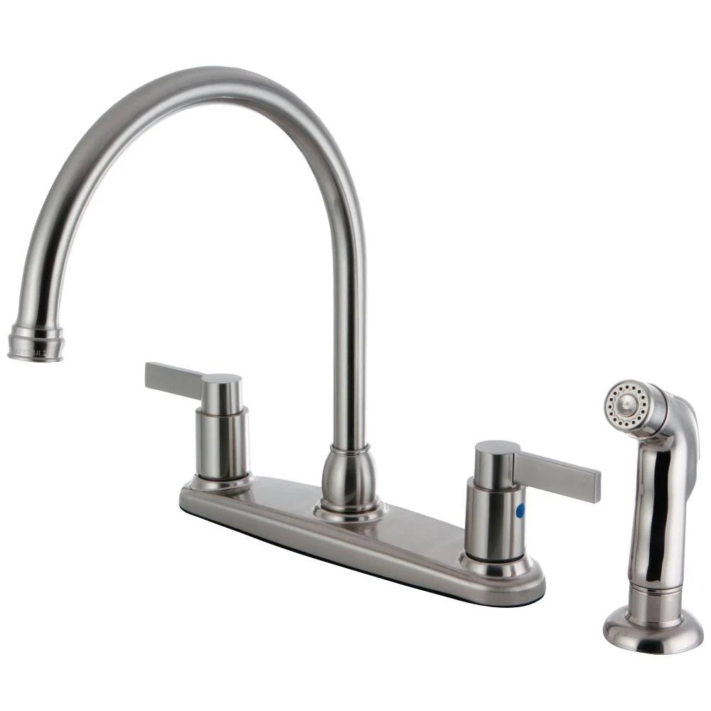8 in. Centerset Kitchen Faucet with Side Sprayer Satin Nickel J144638