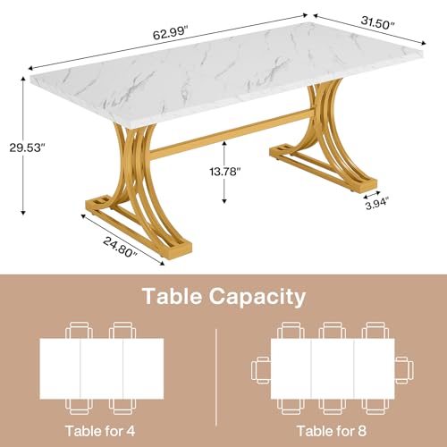 63-Inch Rectangular Dining Table with Grey Table Top and Metal Legs D2064