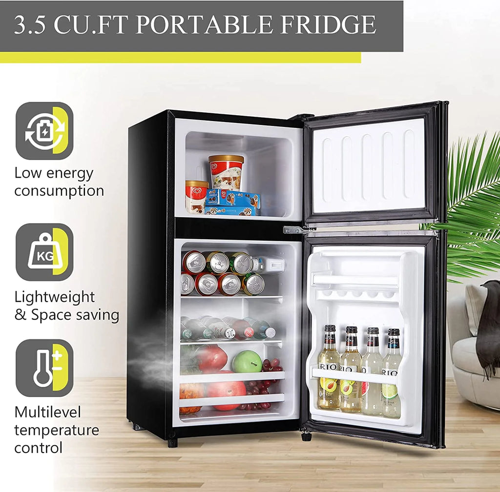 Black 3.2 Cu ft Two Door Mini Fridge with Freezer X26762