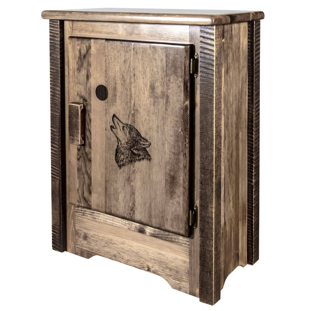 Accent Cabinet with Laser Engraved Wolf Design L98873