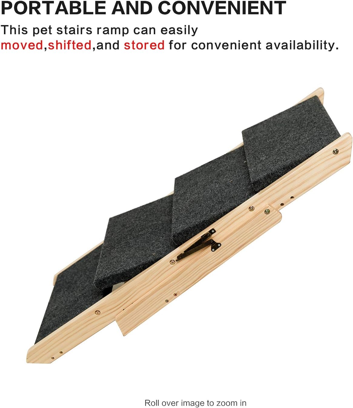 Foldable 4 Levels Wooden Pet Stairs and Ramp C840