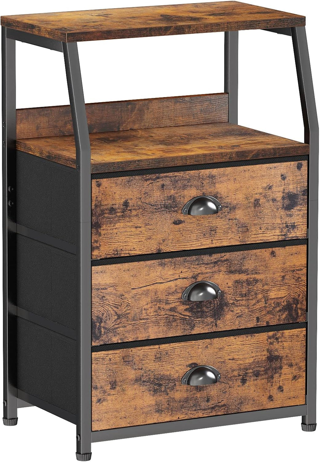 Vertical End Table and Nightstand with 9 Large Drawers, Metal Frame I628144