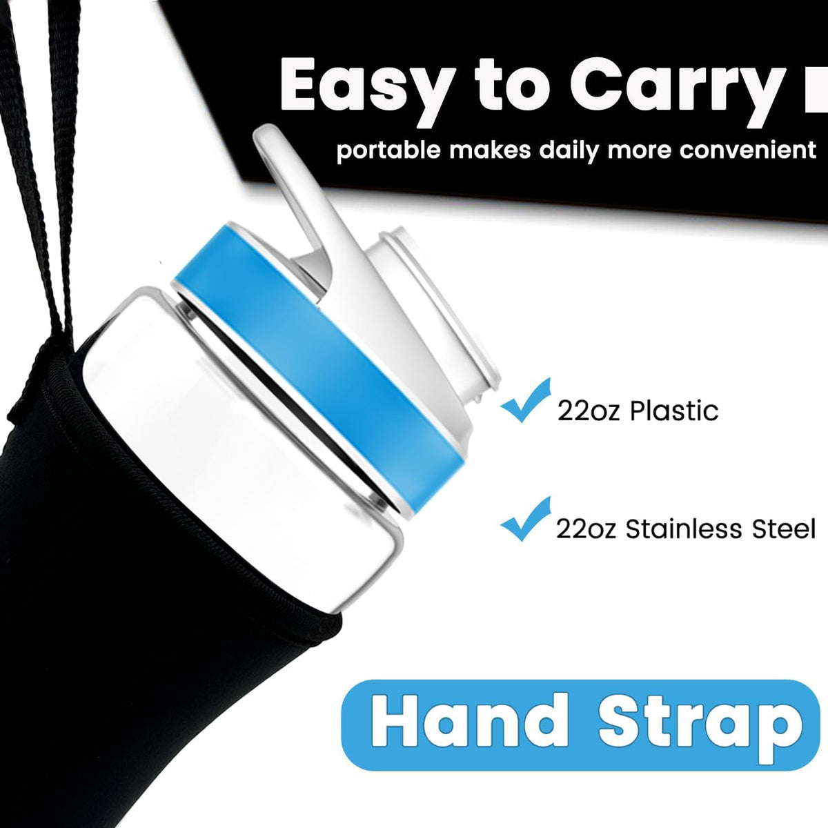 2Pcs Neoprene Sleeve for 22oz Plastic & Stainless Steel Water Bottles H53535