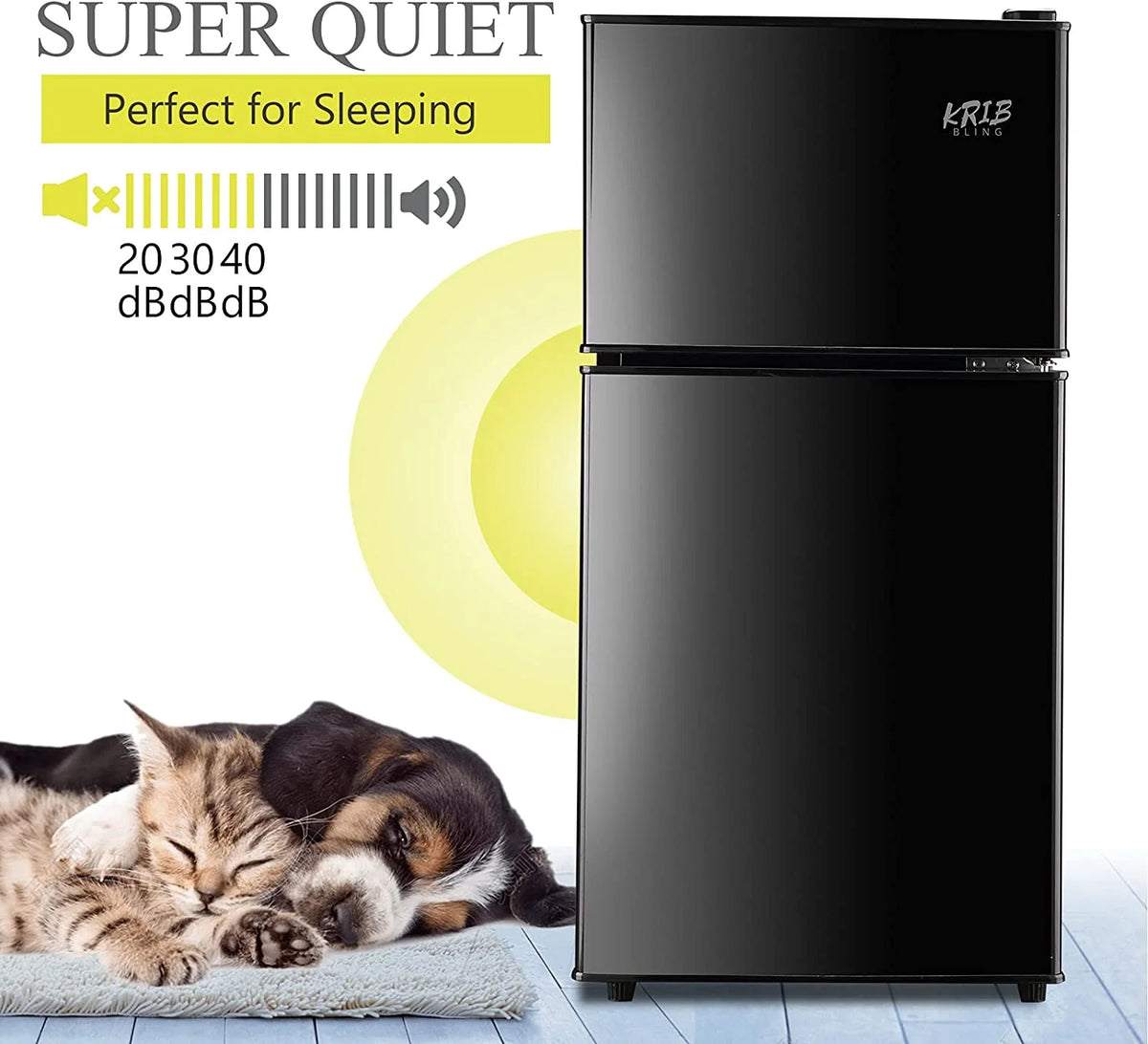 Black 3.2 Cu ft Two Door Mini Fridge with Freezer X26762