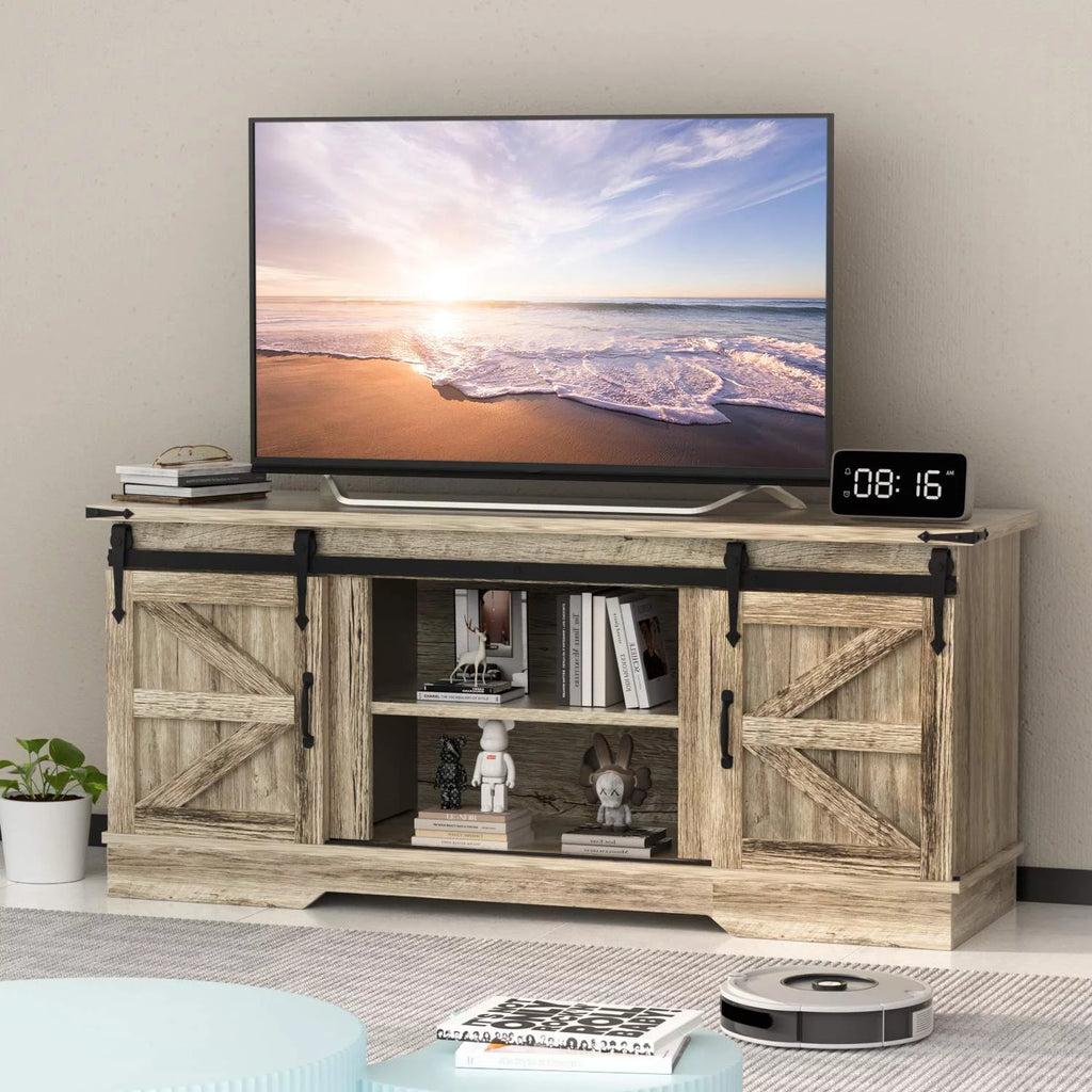 Grey Farmhouse TV Stand with Storage Y3051