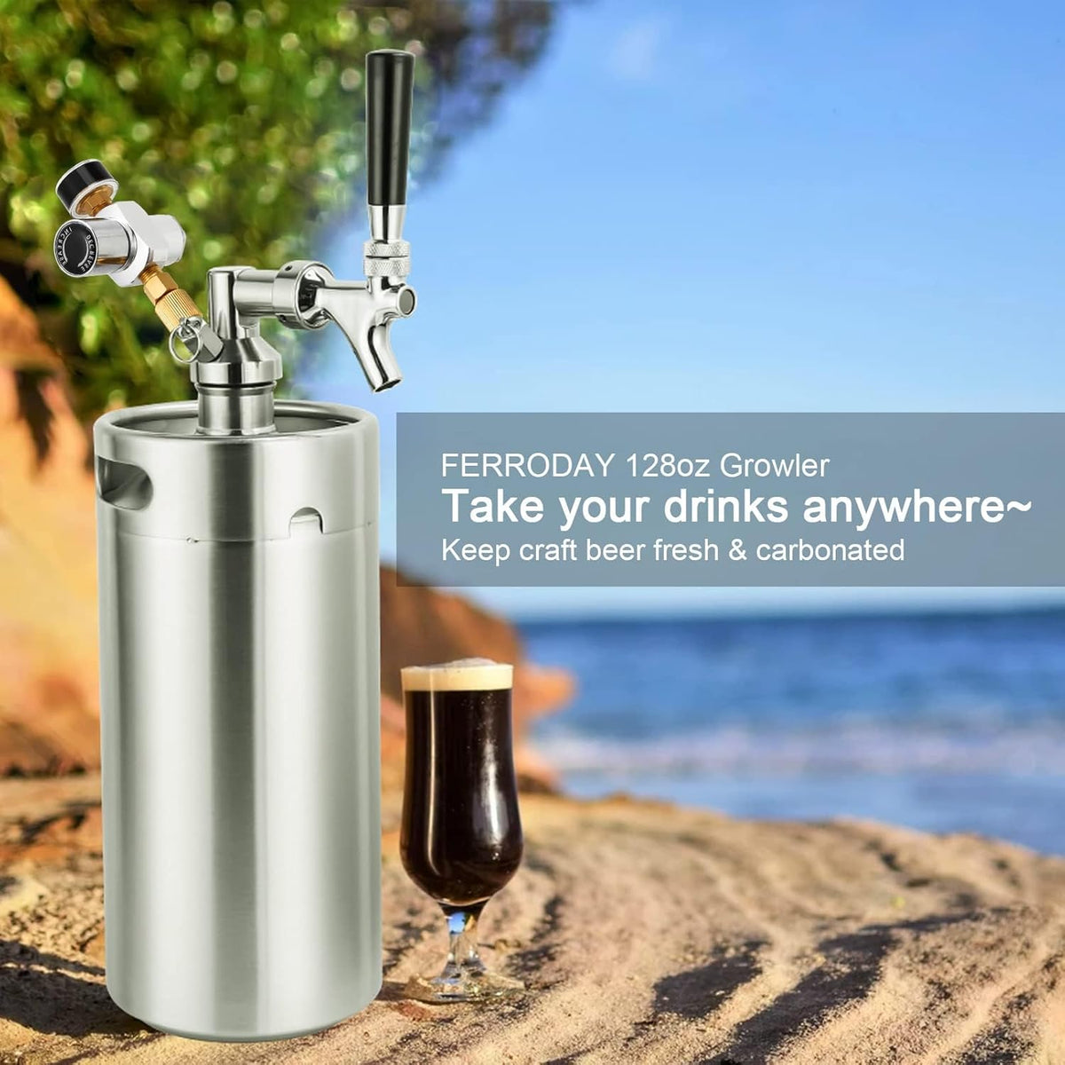128oz Stainless Steel Mini Keg Beer Dispenser R604050