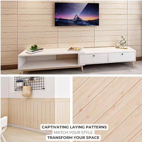 10-Sheet Peel and Stick Wood-Look, 28 in. x 14 in. Waterproof Stick on Wall (Light Oak) X112156