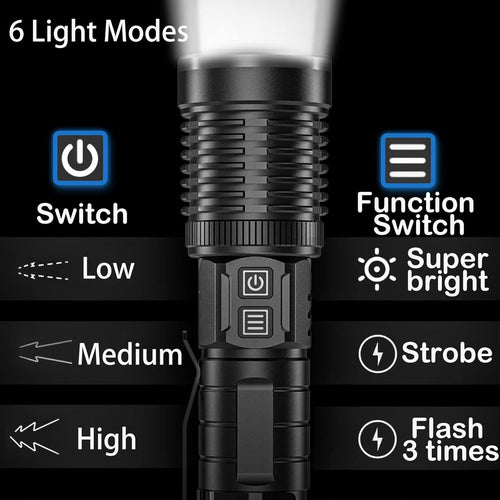 30000 Lumens Rechargeable LED Flashlight E3394
