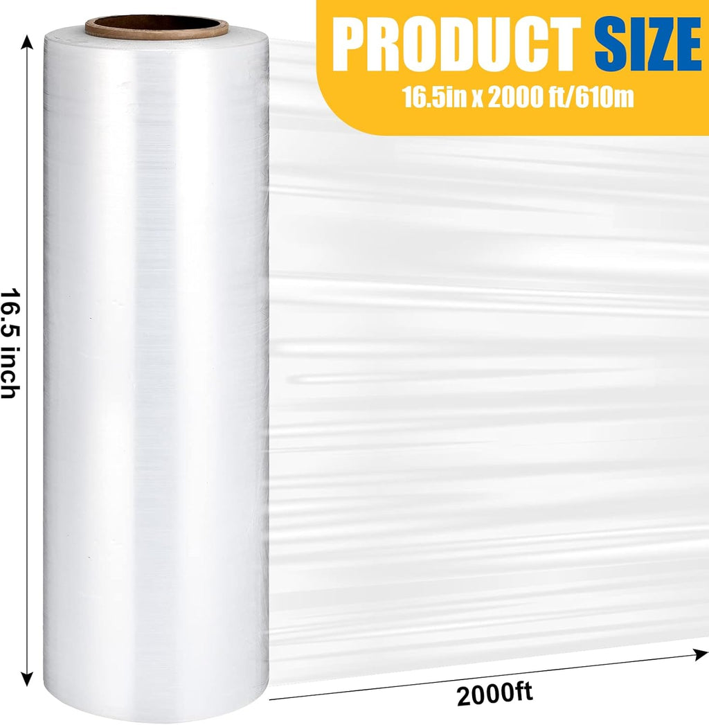 16.5 Inch x 2000 ft 65 Gauges Clear Cling Film PE Shrink Wrap K4030