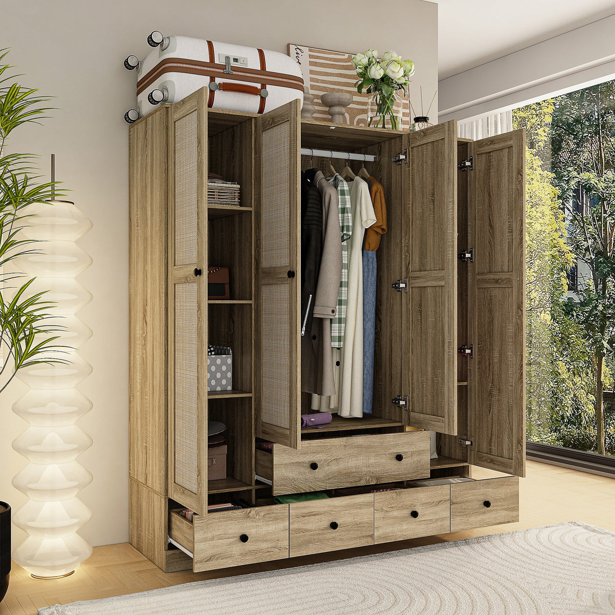 White Freestanding Wardrobe Cabinet Y52135