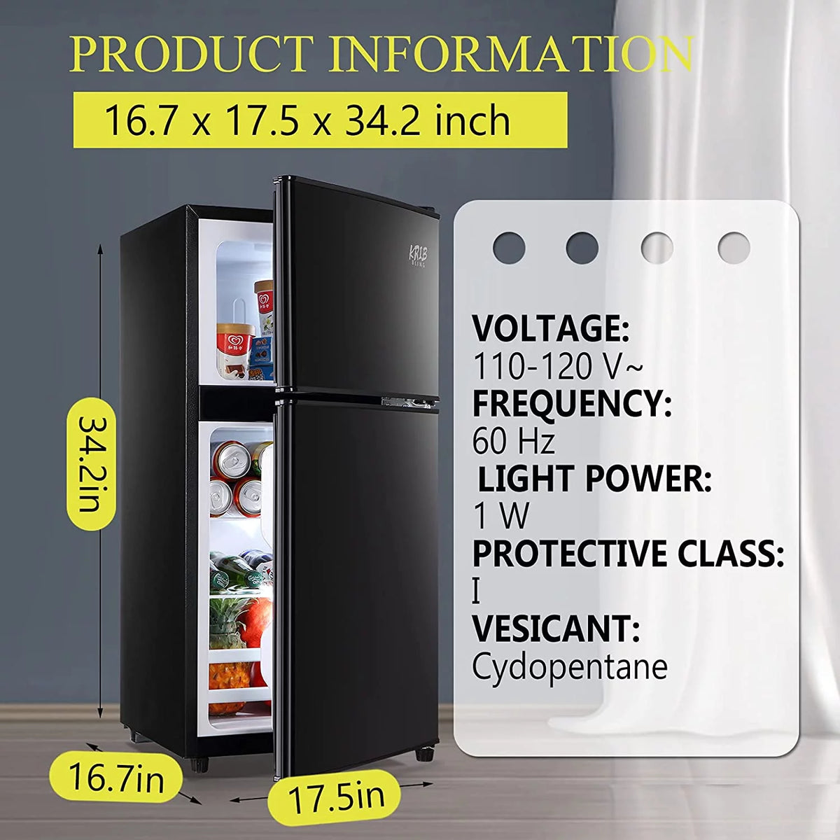 Black 3.2 Cu ft Two Door Mini Fridge with Freezer X26762