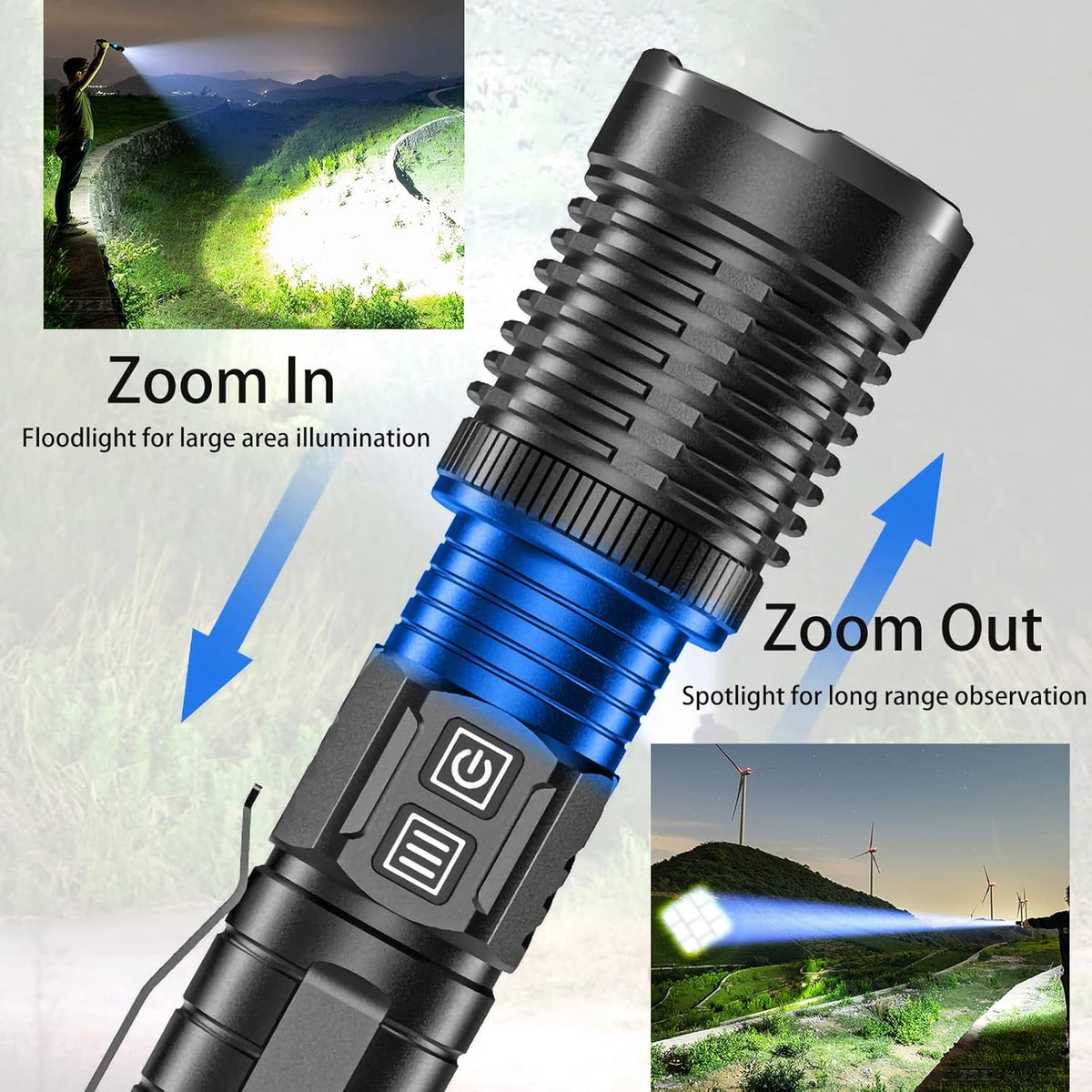 30000 Lumens Rechargeable LED Flashlight E3394