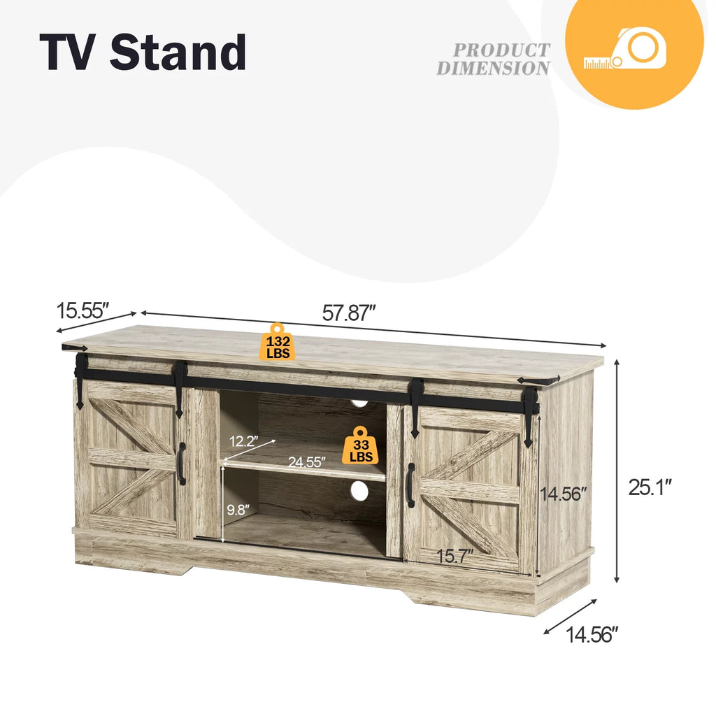 Grey Farmhouse TV Stand with Storage Y3051