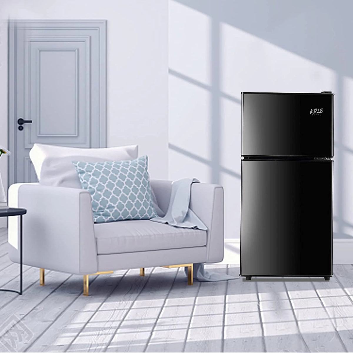 Black 3.2 Cu ft Two Door Mini Fridge with Freezer X26762