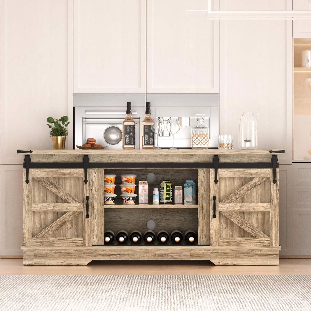 Grey Farmhouse TV Stand with Storage Y3051